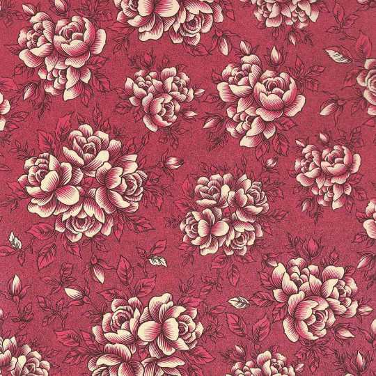 Magenta Roses Floral Print Italian Paper ~ Carta Varese Italy